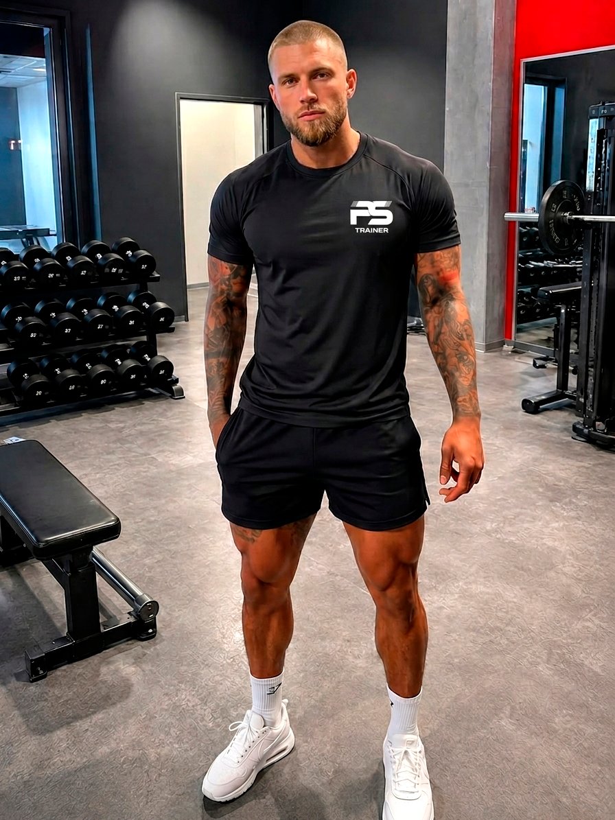 Camiseta PS Trainer en un gimnasio
